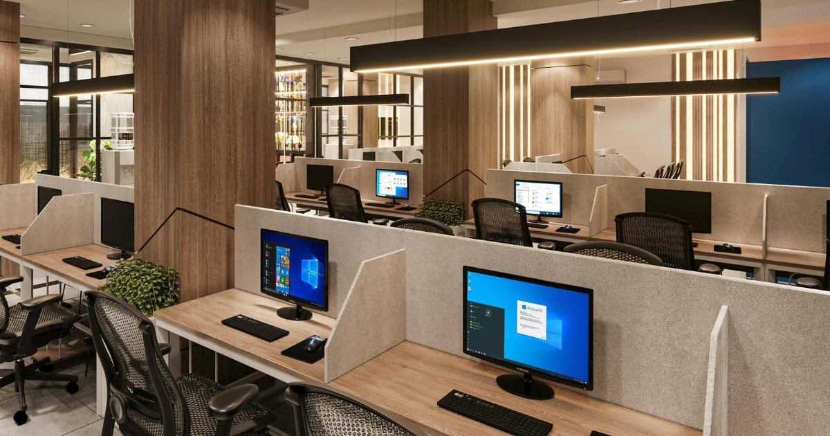 workspace ready to be used after a commercial service