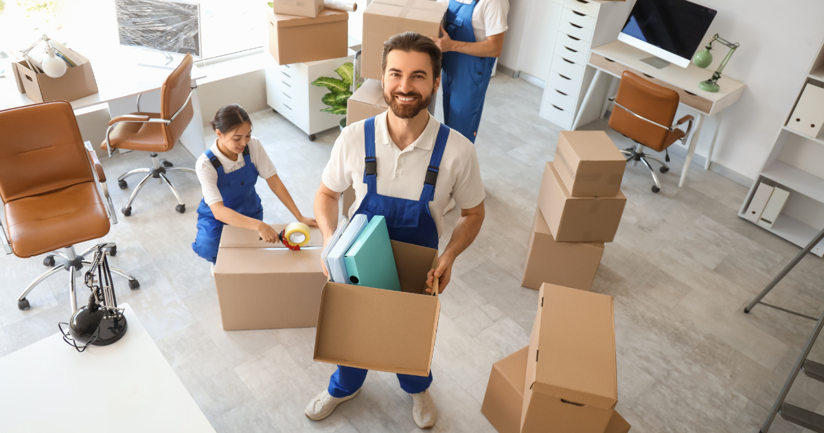 Professional after preparing everything for a moving process
